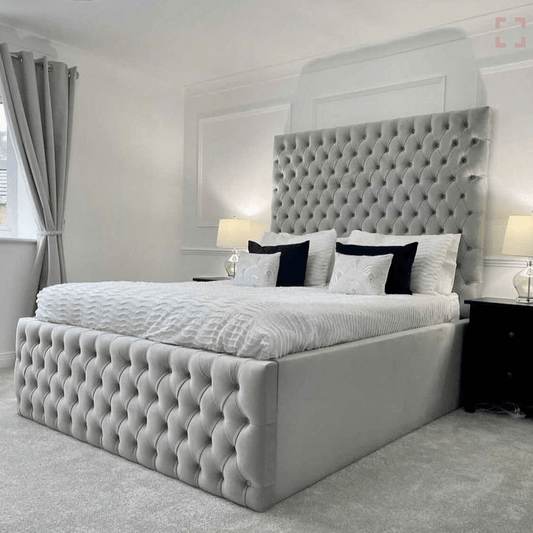 2025 Madrid High Headboard Bed Optional Ottoman - ABBEDS B10