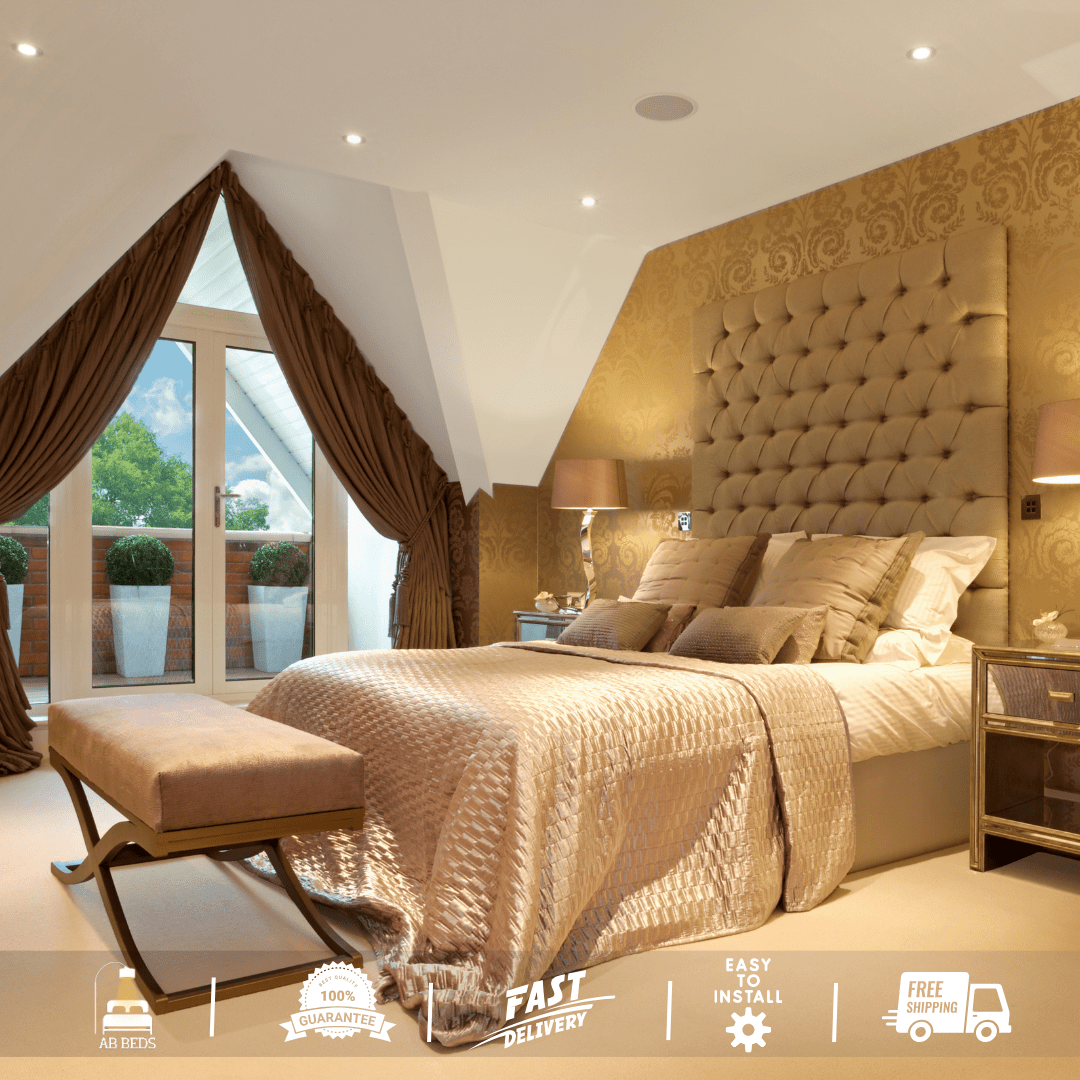 2025 Madrid High Headboard Bed Optional Ottoman - ABBEDS B10
