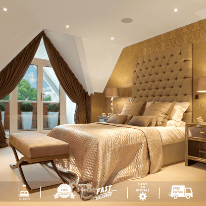 2025 Madrid High Headboard Bed Optional Ottoman - ABBEDS B10