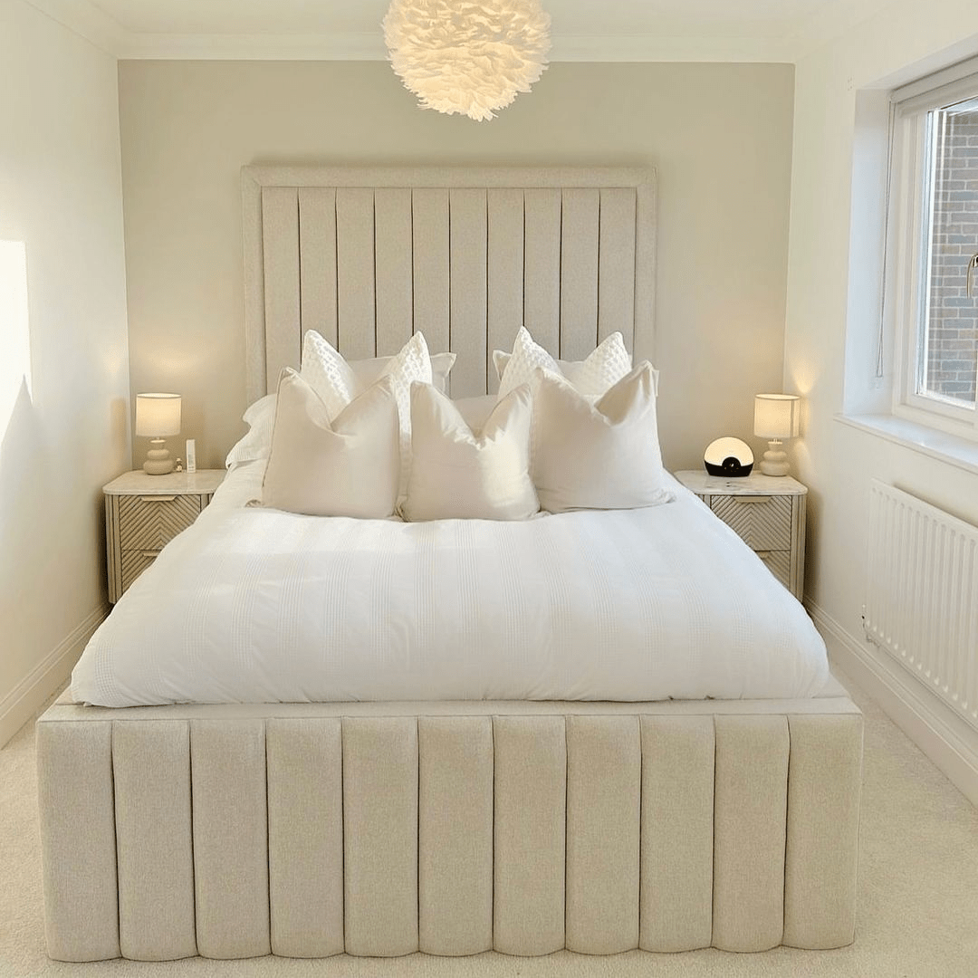 2025 Prestige High Headboard Bed with Optional Ottoman Storage - ABBEDS B24