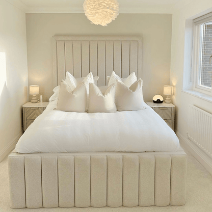 2025 Prestige High Headboard Bed with Optional Ottoman Storage - ABBEDS B24