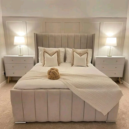 2025 Royale Wingback Bed with Optional Ottoman Storage - ABBEDS B18