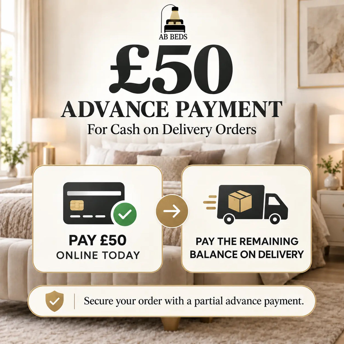 £50 Advance Payment for Cash on Delivery (COD) Order
