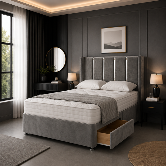 Celeste Curve | Upholstered Storage Divan Bed (UK) | ABBEDS #B150