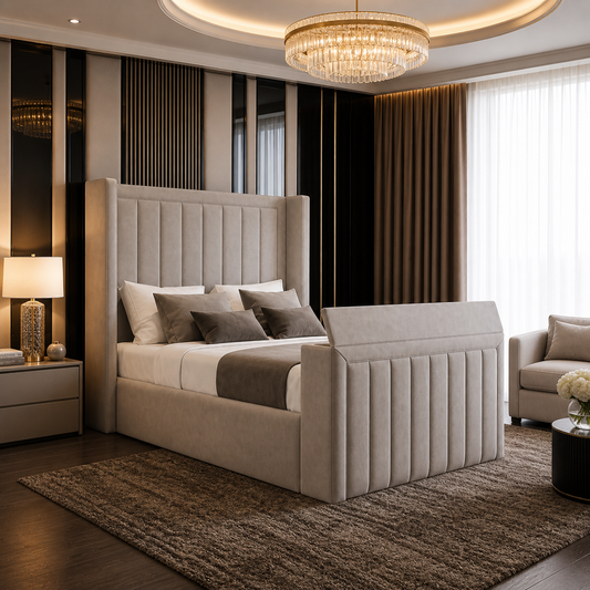 Sheldon Ultimate Storage Wingback TV Bed | Smart Lift #BT8
