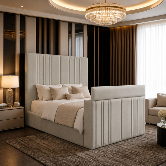 Seoul Designer Fabric TV Bed | Smart Lift | Optional Ottoman #BT5