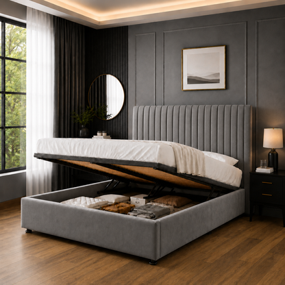 Windsor Curve | Upholstered Ottoman Storage Bed (UK) | ABBEDS #B117