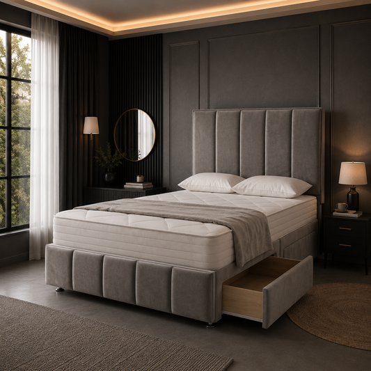 Zenon Curve | Elegant Divan Bed with Storage (UK) | ABBEDS #B154
