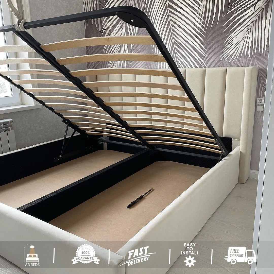 Grand Wingback Bed with Optional Ottoman Storage - ABBEDS #B20