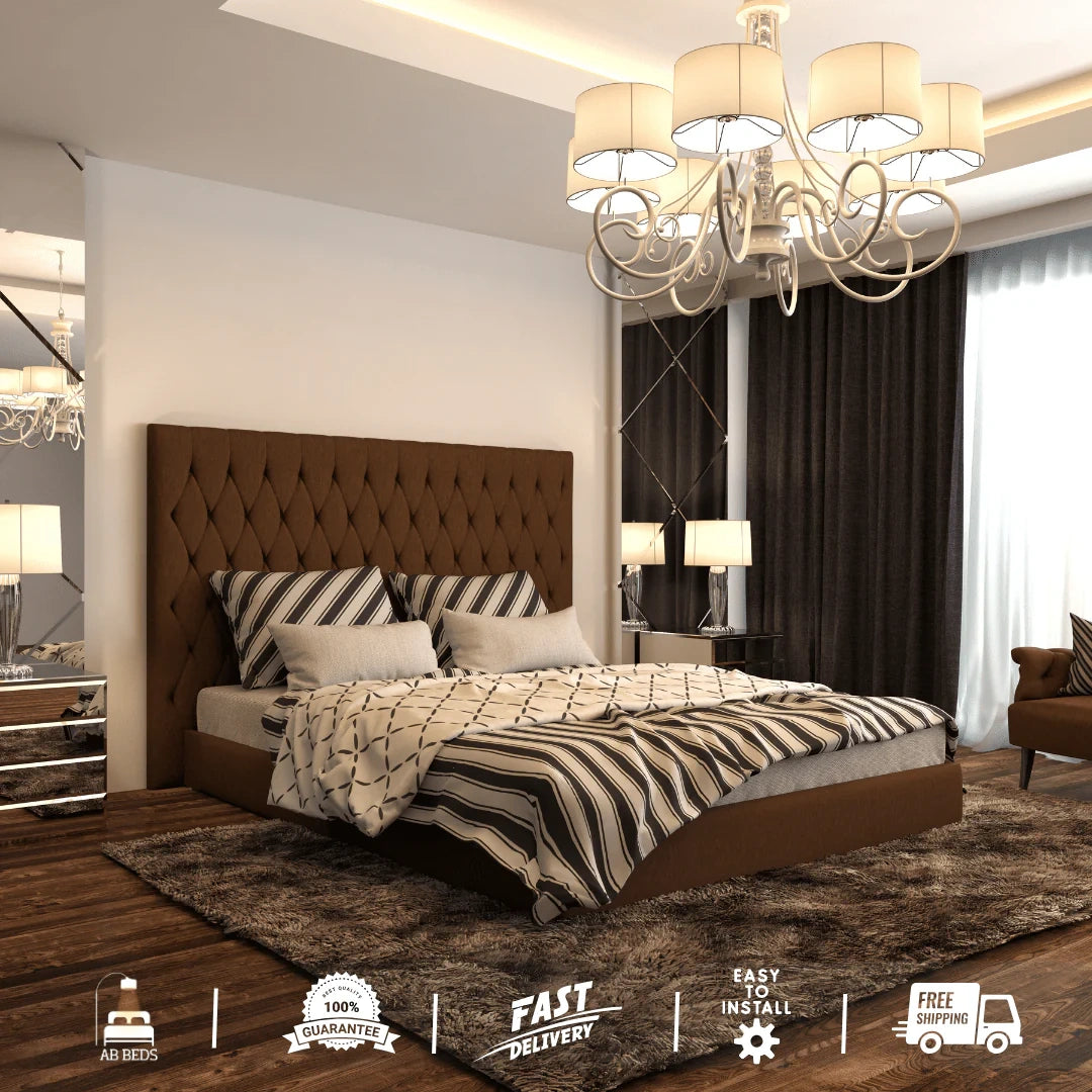 Mont Blanc Designer Bed with Long Headboard - ABBEDS #B70