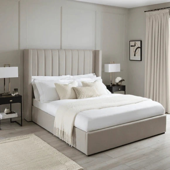 Grand Wingback Bed with Optional Ottoman Storage - ABBEDS #B20