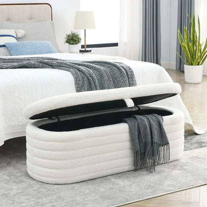 Paneled Rounded Ottoman Storage Box - ABBEDS OB11