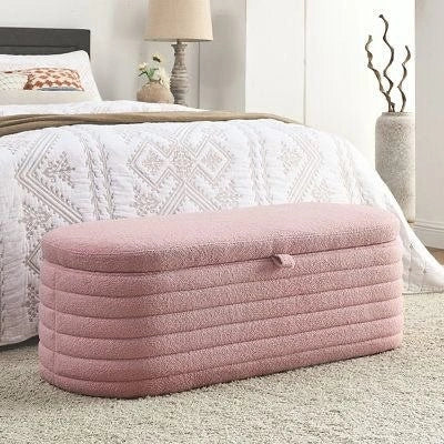 Paneled 5 line Rounded Ottoman Storage Box - ABBEDS OB12