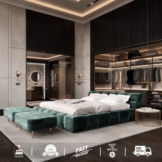 Aurora Bed Low Base Optional Ottoman - ABBEDS #B57