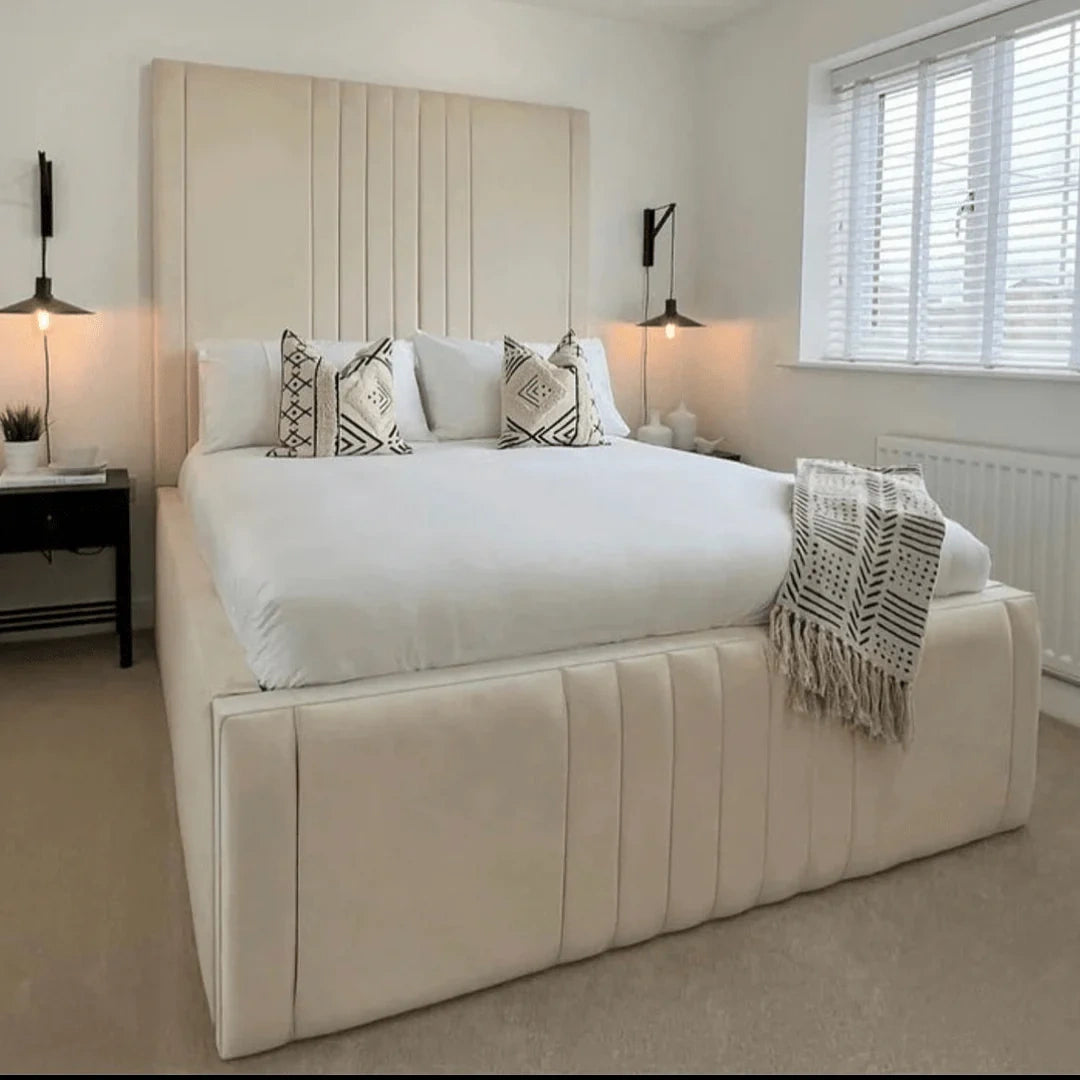Elegance High Headboard Bed with Optional Ottoman Storage - ABBEDS #B23