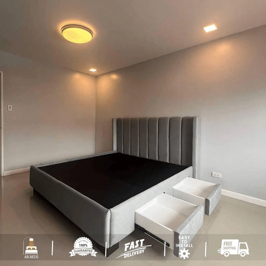 Regal Wingback Optional Ottoman Bed - ABBEDS #B45
