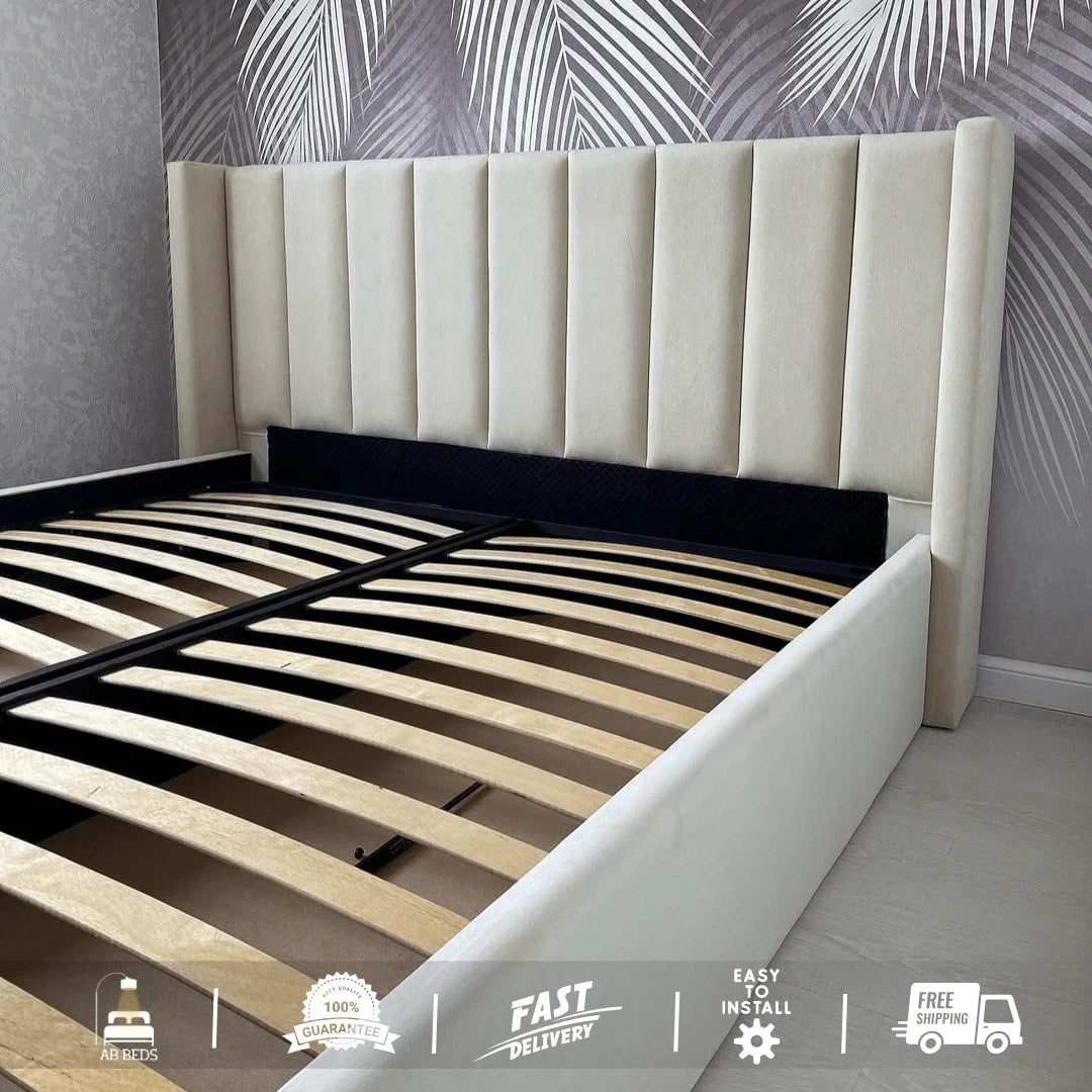 Grand Wingback Bed with Optional Ottoman Storage - ABBEDS #B20