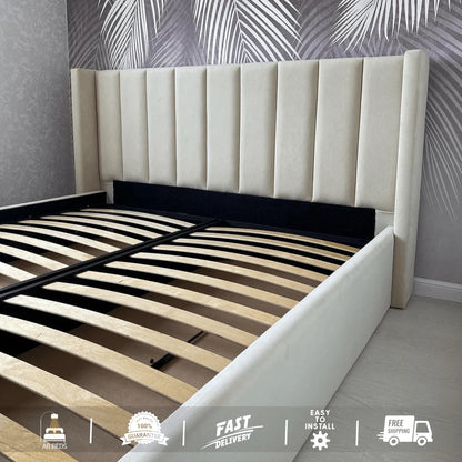 Grand Wingback Bed with Optional Ottoman Storage - ABBEDS #B20