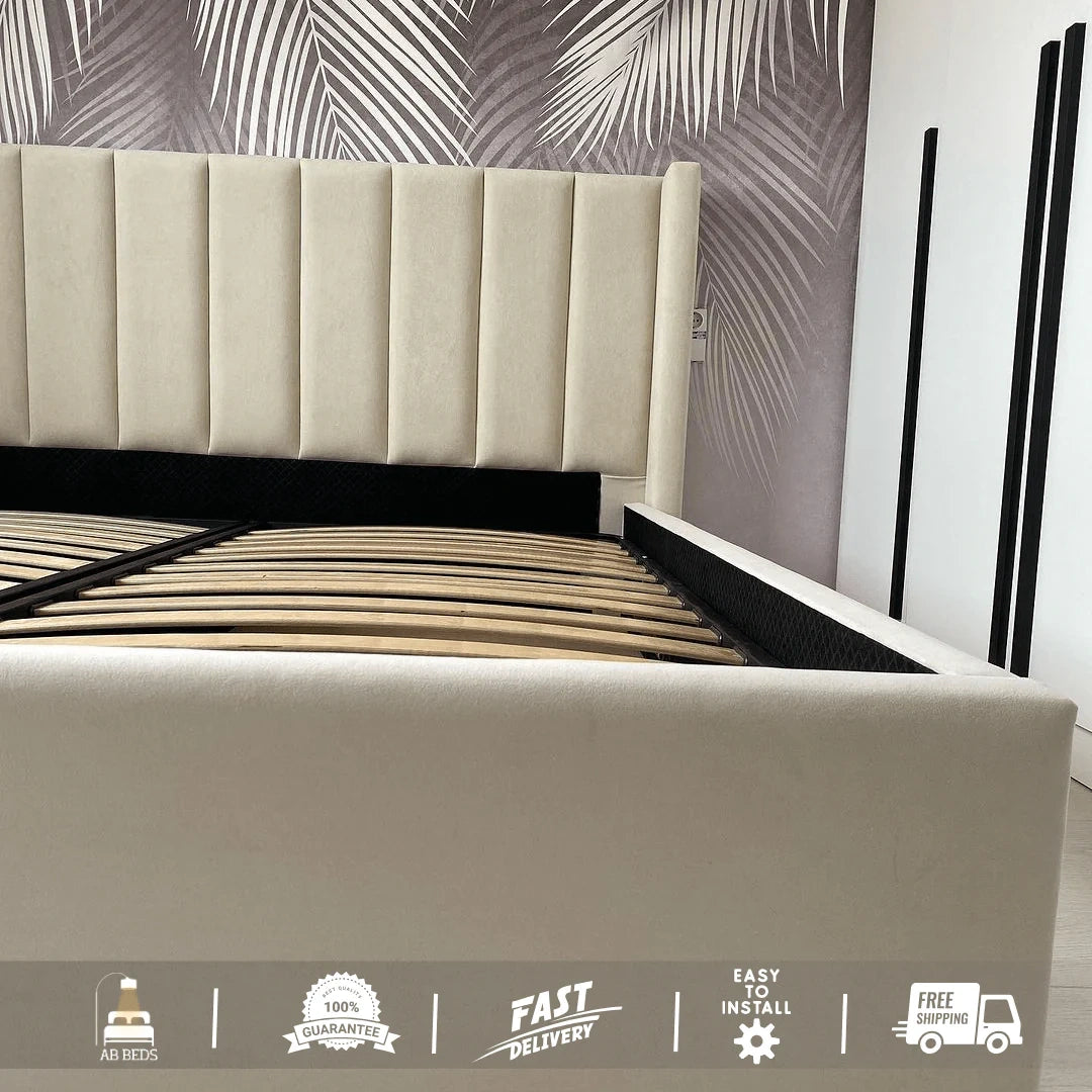 Regal Wingback Optional Ottoman Bed - ABBEDS #B45